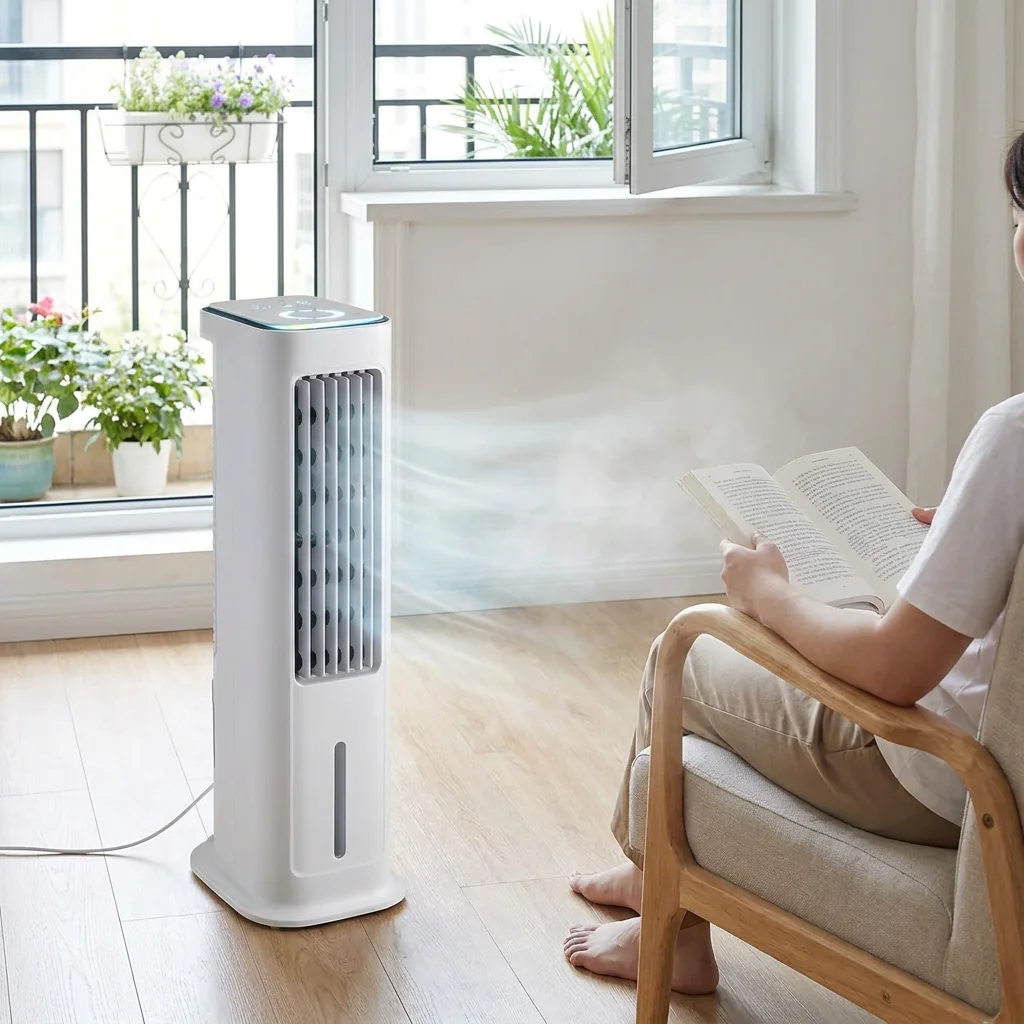 Perguntas frequentes sobre o climatizador evaporativo HOMCOM e a sua utilização prática.