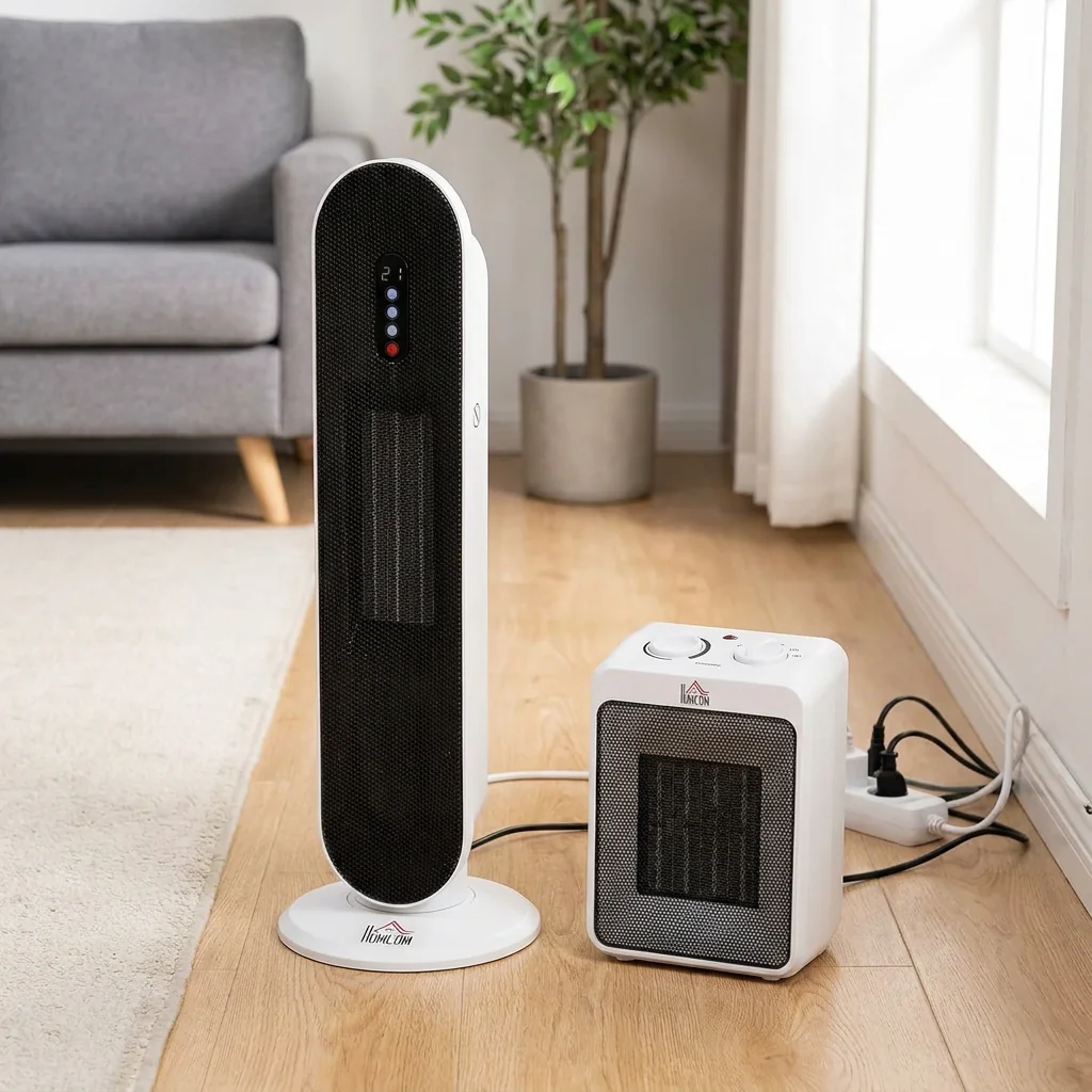 Comparação dentro da mesma gama: aquecedor de torre vs. aquecedor de ventilador compacto