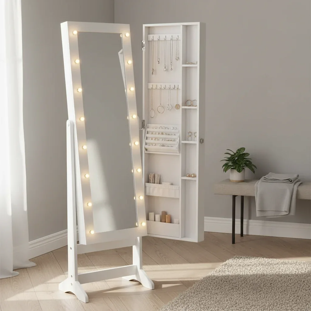 Espelho de corpo inteiro para joalharia com luzes LED