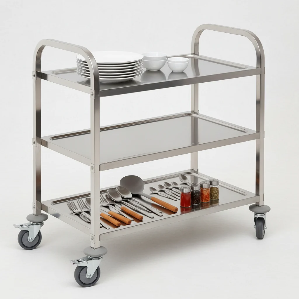 Carrinho auxiliar HOMCOM em aço inoxidável 90,5 × 50,5 × 88,2 cm