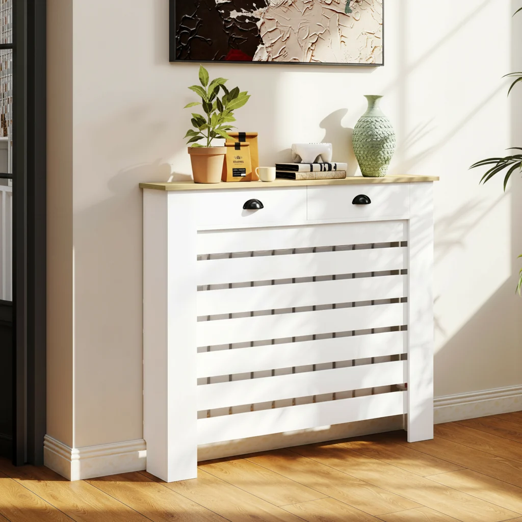 Cobertura de radiador HOMCOM com gaveta 111 × 19 × 95,5 cm branca