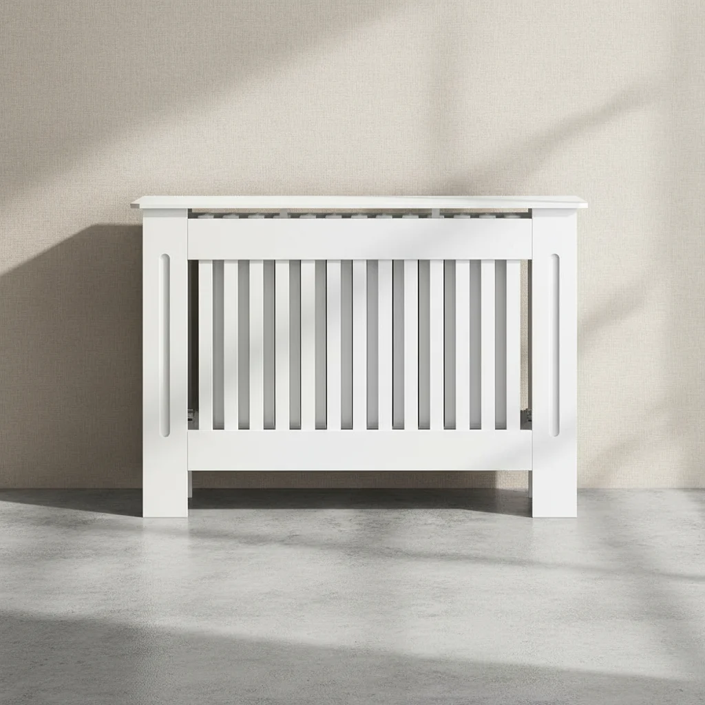 Cobertura de radiador HOMCOM em MDF 112 × 19 × 81 cm branca