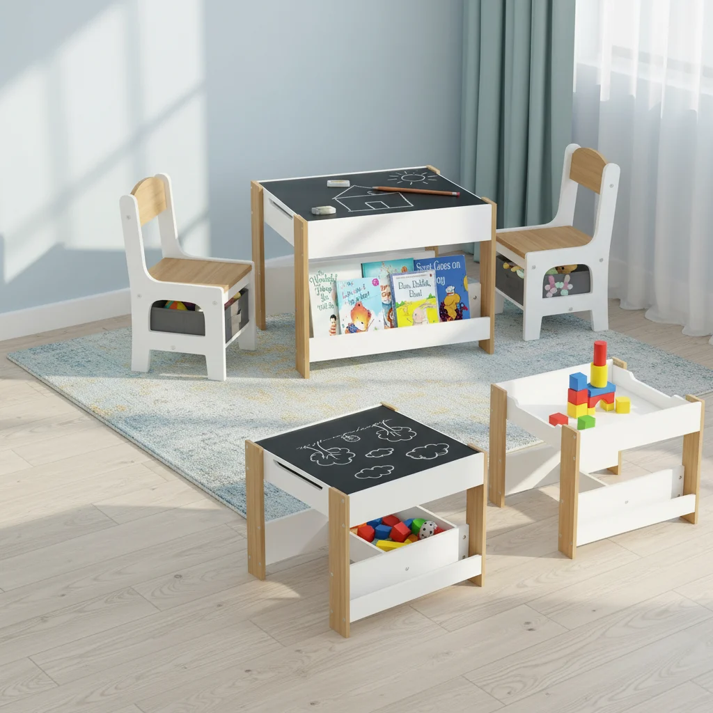 Conjunto HOMCOM 3 em 1 de mesa e 2 cadeiras infantis com quadro