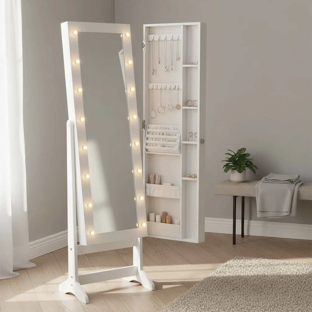 Espelho porta-joias HOMCOM com luzes LED