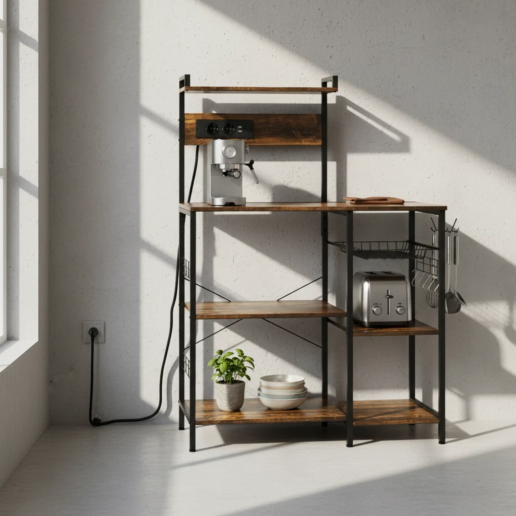 Estante industrial HOMCOM para cozinha com tomada e USB