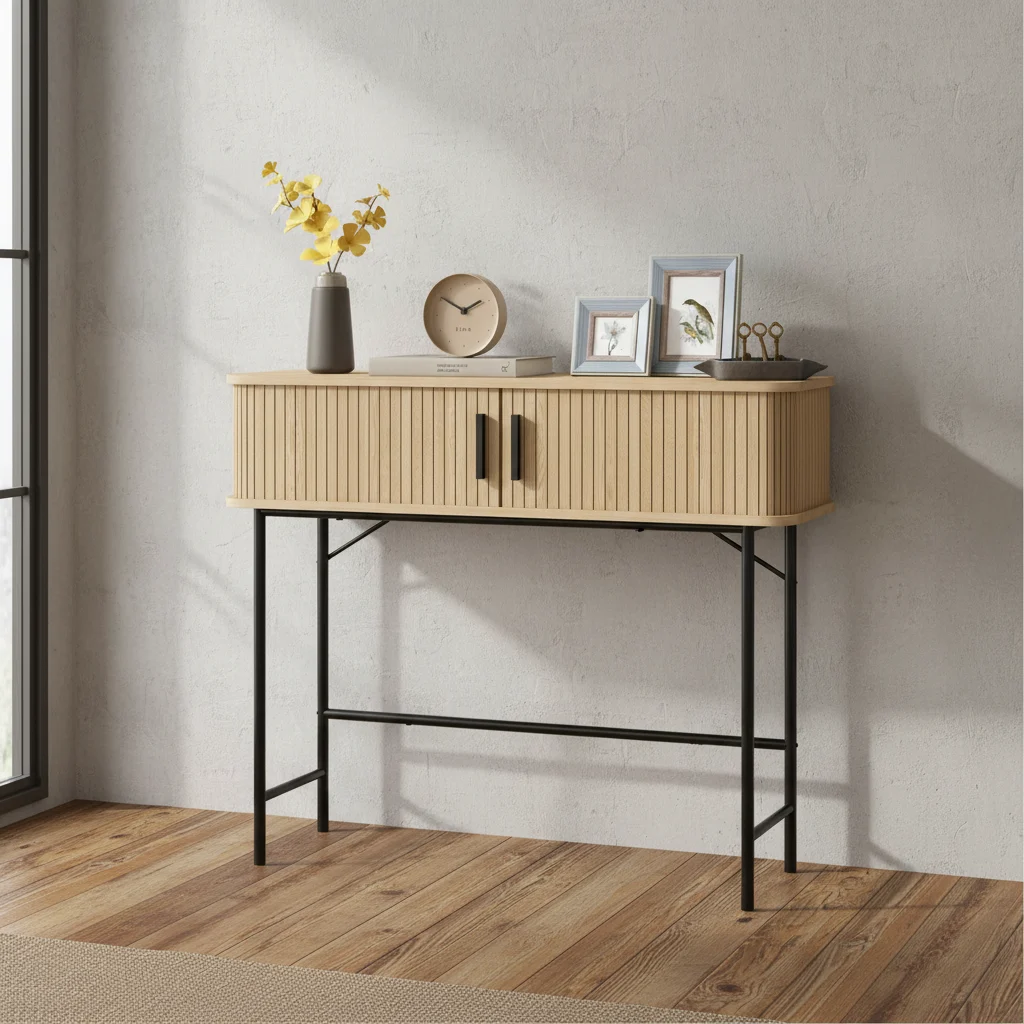 Mesa consola vintage HOMCOM para hall com portas de correr