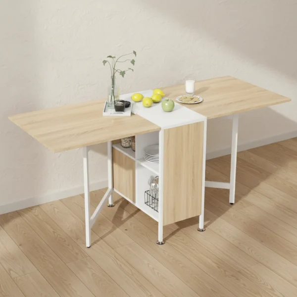 Mesa de jantar dobrável HOMCOM com abas rebatíveis
