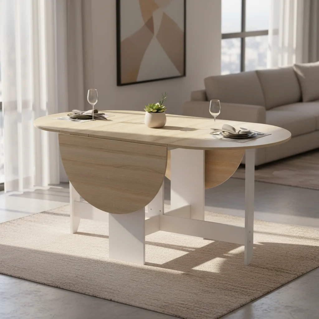 Mesa de jantar dobrável oval HOMCOM com abas rebatíveis
