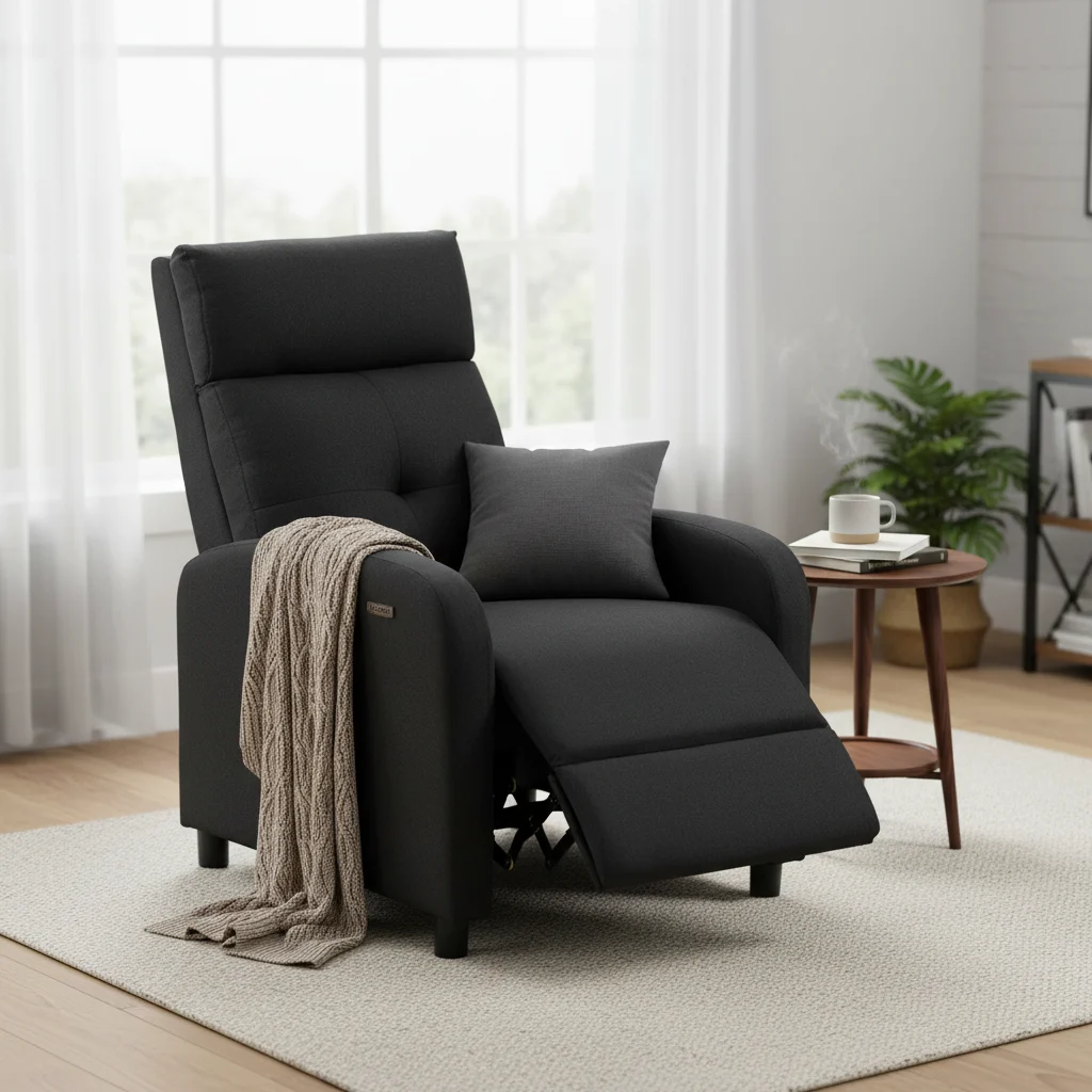 Poltrona relax reclinável HOMCOM em linho preto